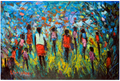 Abstract artwork with vibrant colors and dynamic brushstrokes