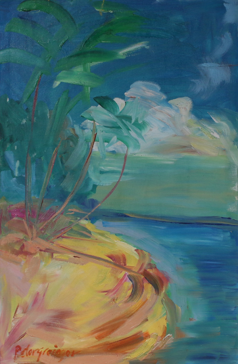 Painting of a tropical island
